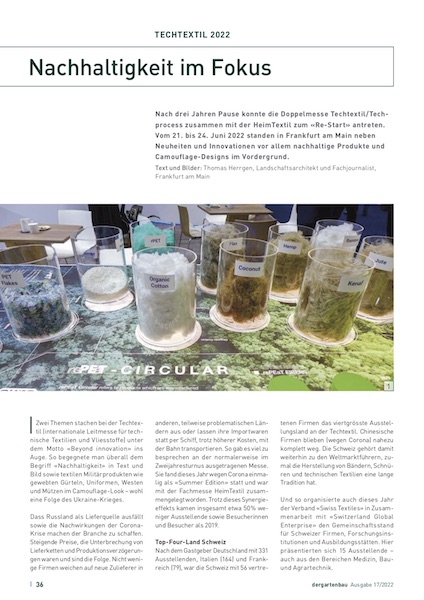 Bericht Techtextil 2022